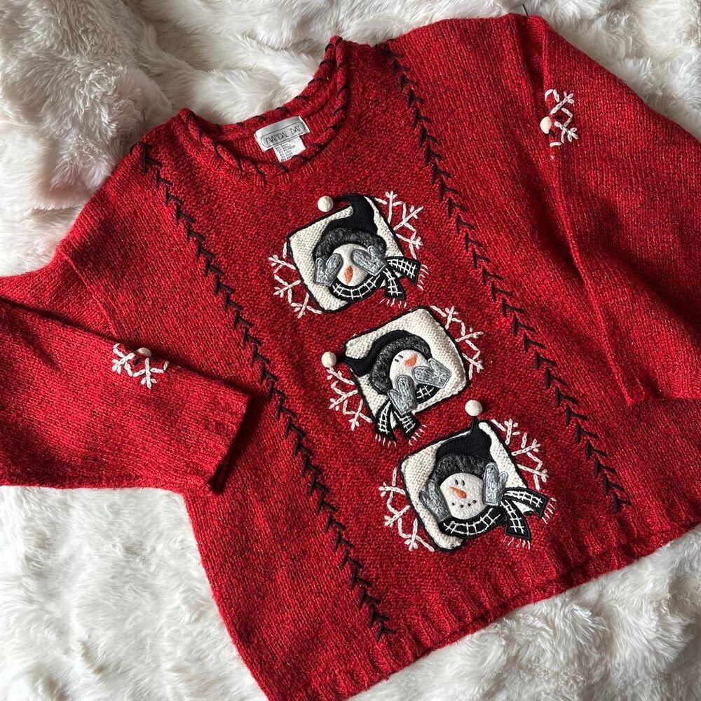 American-vintage Women's Snowman Christmas Sweater